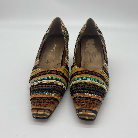 J. Renee Brown Beaded Snip Toe Kitten Heels - Picture 9 of 9